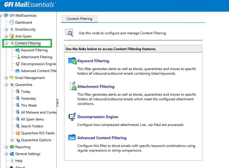 gfi mailessentials configuration export import tool