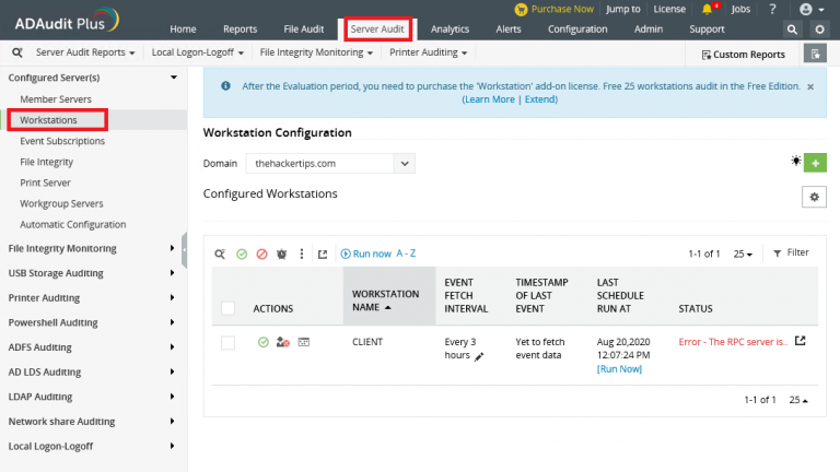 Configuring Windows workstations on ADAudit Plus