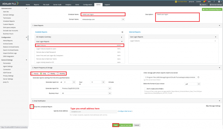 Schedule report on ADAudit Plus