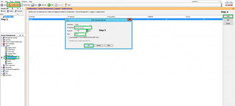 Sending syslog from Cisco ASA  to Graylog server